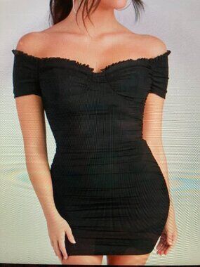 Windsor Black Ruched Off-Shoulder Min Dress Women Size XS